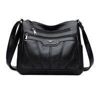 LEMITA Women'S Bags Shoulder Bag Casual Soft Leather Diagonal Bag Large Capacity Middle-Aged Women'S Bag Mom Tote Bag, Black