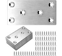 Lemiyoo 10 Sets Flat Brackets for Wood,Metal Mending Plates Heavy Duty with Screws, Stainless Steel Joining Plates for Sleepers Furniture Different Sizes Outdoor Connector (100*50mm)