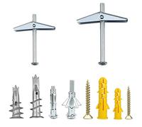 Lemiyoo 136 Pcs Plasterboard Fixings Heavy Duty,Wall Plugs And Screws,Hollow Wall Anchor Bolts Set For Plaster Boarding,Dry Walls,Brick,Masonry,Metal,Concrete,Tv Fixings Rawl Plugs Kit