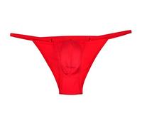 Lemja Men's Iron Bikini Brief Bottom Underwear Sexy Guys Mini Briefs Micro Boxer Bodywear Red M