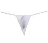 Lemja Men's Spandex Thong Elastic G-string Guy Underwear Sexy Mini Bikini T-Back White M