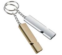 LEMLIN Pack of 2 whistle, signal whistle, loud emergency whistle made of metal with keyring, high-quality stainless steel whistle for outdoor, survival, camping, sports lessons (gold and silver)