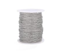 LEMLIT Chain for Jewellery Making - Stainless Steel 32.8FT 2mm Twisted Links Cross Cable Chains Silver Plated with Spool for Pendant Necklace Jewelry Making