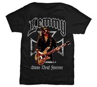 Lemmy Men's Iron Cross Stone Deaf Forever T-Shirt in Black | Size: Small Lemmy Black S