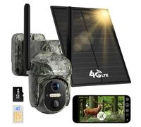 Lemnoi 4G Trail Cameras with Motion Detector, LTE Solar Wildlife Camera with Pre-Installed SIM Card and SD Card, Black IR LED, Color Night Vision, PIR Detection, Waterproof