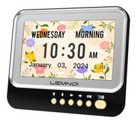 Lemnoi 7 Inches Dementia Clocks,Digital Calendar Day Clock with Day and Date, Alarm Clock for Memory Loss,Alzheimer's,Elderly,15 Alarm &Medication Reminder,Auto DST (black)