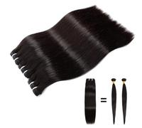 Lemoda 12A Human Hair Bundles Straight Unprocessed Virgin Human Hair Bundles Thick Ends Natural Black 3pcs 14" 16" 18" 18" 18"