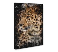 Lemodern Opard On Alert Modern Cb Canvas Print | Gallery Wrapped 30mm Frame Wall Art | 20x14 inches | Ready to Hang | Modern Picture | Living Room Bedroom Lounge Office