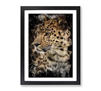 Lemodern Opard On Alert Modern Cb Framed Wall Art Print, Ready to Hang Picture for Living Room Bedroom Home Office Décor, Black A3 (34 x 46 cm)