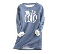 Lemoiitea Fashion Letter Print Sweatshirt for Women Casual Loose Round Neck Long Sleeve Pullover Blouse Winter Warm Lined Fleece Sweatshirt Thickened and Velvet Keep Tops