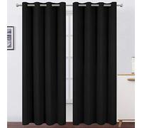 LEMOMO Blackout Curtains 52 x 84 inches Long Black Curtains Set of 2 Panels Thermal Insulated Room Darkening Curtains for Bedroom