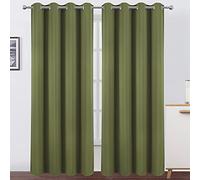 LEMOMO Blackout Curtains, 66 x 84 inch/Olive Green, Set of 2 Panels, Thermal Insulated, Room Darkening, Bedroom, Living Room