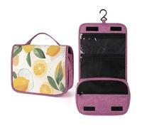 Lemon Abstract Hanging Toiletry Bag Summer Fruit Travel Wash Bag Cosmetics Makeup Organizer for Women Men Portability Multi-Compartment