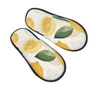 Lemon Abstract Slippers for Women Men Summer Fruit Non-Slip House Slippers Indoor Comfy Fuzzy Footwear Memory Foam Bedroom Travel Shoes L