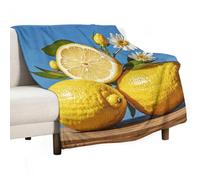 Lemon and Flower Blanket Soft Flannel Throw Blanket 30"x40", Lightweight Decorative Blankets Warm Cozy Blankets for Couch, Bed, Camping & Travel, Ideal Gifts for Women Men