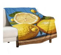 Lemon and Flower Blanket Soft Flannel Throw Blanket 30"x50", Lightweight Decorative Blankets Warm Cozy Blankets for Couch, Bed, Camping & Travel, Ideal Gifts for Women Men