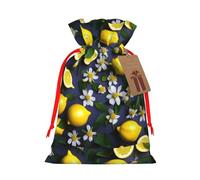 Lemon and Flower print Christmas Bag - Premium Holiday packet, Festive Xmas Packaging with Joyful Designs