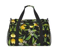 Lemon and Flower Print Hand Travel Bag Ideal for Long-Distance Travel and Daily Use