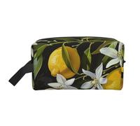 Lemon and Flower Printed Makeup Bag Travel Portable Cosmetic Bag Large Capacity Makeup Case Toiletry Handbag Organiser for Women