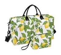 Lemon and Lemon Tree Leaves Decorative Duffel Bag Sports Tote Gym Bag with Adjustable Strap for Trip Foldable bolsas para viajar