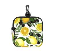Lemon and Olive, Square Zipper Storage Bag, Neoprene Coin Purse, Small Wallets, Change Pouch, Change Purse