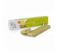 Lemon and Pistacchio Flavored Soft Nougat - Perle di Sole | Soft Artisan Nougat with Almonds and Pistachios Covered in White Chocolate with Lemon