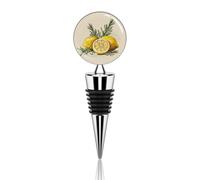 Lemon And Rosemary Wine Stopper Zinc Alloy Beverage Bottle Stopper Reusable Leak Proof Wine Cork Cute Champagne Saver Decorative Bottle Sealer Plug Gift for Men Women
