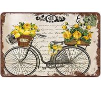 Lemon And Roses Bicycle Inspirational Metal Tin Sign Positive Affirmations Wall Art 6"x8"