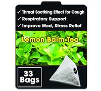 Lemon Balm Tea Bags Pyramid with String - Throat Soothing Effect, Cough Relief, Respiratory Support, Improve Mod, Relieve Stress - Premium Lemon Balm Herb (Melissa Officinalis) - Health Herbal Tea