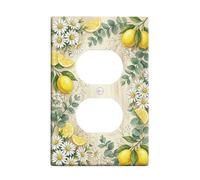 Lemon Bathroom Duplex Outlet Covers Wall Plate, Spring Floral Chrysanthemum Leaf Spring Yellow Plastic Standard Size Wall Plates for Electrical Outlets for New Apartment Home Bedroom Office Decor