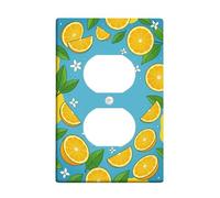 Lemon Bathroom Duplex Outlet Covers Wall Plate, Summer Tropical Flower Leaf Summer Blue Plastic Standard Size Wall Plates for Electrical Outlets for Home Living Room Bedroom Apartment Decor