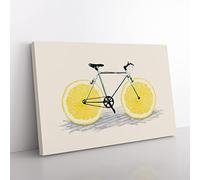 Lemon Bicycle Modern Art Canvas Wall Art Print Ready to Hang, Framed Picture for Living Room Bedroom Home Office Décor, 76x50 cm (30x20 Inch)