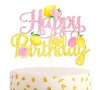 Lemon Birthday Cake Topper Pink Glitter Lemonade Birthday Party Decorations Lemon Decor for Summer Birthday Supplies