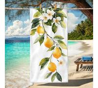 Lemon Blossom Microfiber Beach Towel Yellow Tropical Floral Bath Towel, Quick Dry Absorbent Soft Sand Free Lightweight Beach Blanket, Summer Vacation Picnic Pool Essentials 70x35 Inch
