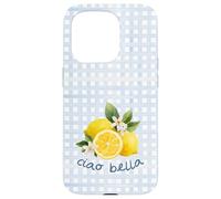 Lemon Blue Gingham Cottagecore Italian Summer Ciao Bella Case for iPhone 15 Pro