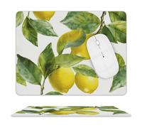Lemon Branch Leaves Mouse Pad Ultra Thin, Leather Mousepad with Waterproof Smooth Surface, Anti Slip Mouse Pad for Gaming, Office & Home, 10 X 8 Inch