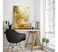 Lemon Canvas Poster, Wall Art, Fruit Market Canvas, Retro Kitchen Wall Art, Kitchen Decor Colorful Fruit Paintings for Modern Dining Room