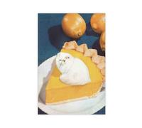 Lemon Cat Pie Art Print - Surreal Retro Cat Kitchen Decor Canvas Poster Bedroom Decor Landscape Office Room Decor Gift 8" L X 12" W