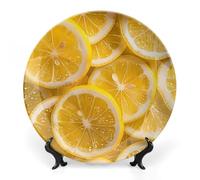 Lemon Ceramic Decorative Plates for Display Ornaments with Stand for Kitchen Home Decor 6inch
