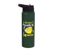 Lemon Citrus Quote The Juice is Worth The Squeeze Lemonade Stainless Steel Insulated Water Bottle
