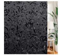 LEMON CLOUD Frosted Blackout Window Film, Privacy Black Out Glass Film for Day and Night, No Glue Static Cling, UV Protection Heat Control, Dark Black Tulip (90x400cm)