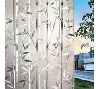 LEMON CLOUD Privacy Window Film, Frosted Opaque Bamboo Pattern, Static Cling, 44.5x200cm, 96% UV Protection