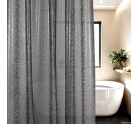 LEMON CLOUD Shower Curtain, Anti-Mould with Weight Magnet Bottom, Black, Transparent, 183 x 183 cm, Anti-Mould Bath Curtain with 12 White Shower Curtain Rings, Stone Pattern