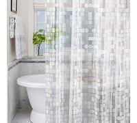 LEMON CLOUD Shower Curtain, PEVA Waterproof and Mould Resistant, Weighted Hem Bathroom Curtains with 3 Magnets and 12 White Plastic Hooks (Geometric, 180x200 cm)