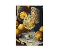 Lemon Cocktail Wall Art Vibrant Bar Drink Poster Print Featuring Sparkling Beverage with Ice Citrus Slice Modern Kitchen And Home Bar Decor on Canvas Mixology Beverage Enthusias Gift 12x18inch Unframe