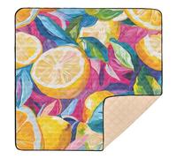 Lemon Colorful Pattern Large Stylish Baby Playmat for Floor Comfortable Padded Baby Mat for Babies Infants Toddlers, 50'' x 50''