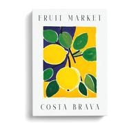 Lemon Costa Brava Fruit Market Exhibition Canvas Print | Gallery Wrapped 30mm Frame Wall Art | 30x20 inches | Ready to Hang | Modern Still Life Picture | Living Room Bedroom Lounge Office
