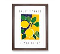 Lemon Costa Brava Fruit Market Exhibition Framed Print for Living Room Bedroom Home Office, Wall Art Picture Ready to Hang, Walnut A2 (64 x 46 cm)