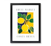 Lemon Costa Brava Fruit Market Exhibition Framed Print for Living Room Bedroom Home Office, Wall Art Picture Ready to Hang, Black A2 (64 x 46 cm)