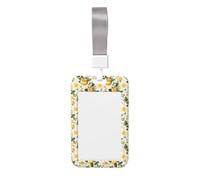 Lemon Cute Sloth Print Badge Holder with Lanyard, Hard Plastic Vertical Name ID Card Badge Holders